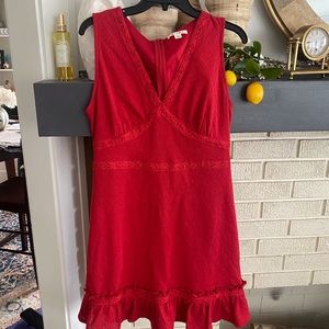 Beautiful red summer dress with lace detail
